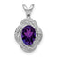 Sterling Silver Rhodium-plated Diam. & Amethyst Pendant