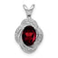 Sterling Silver Rhodium-plated Diam. & Garnet Pendant