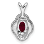 Sterling Silver 925 Polished Ruby and Diamond Pendant with Rhodium Plating