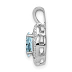 Sophia Jewelers Sterling Silver 925 Aquamarine & Diamond Rhodium-Plated Birthstone Pendant