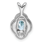 Sophia Jewelers Sterling Silver 925 Aquamarine & Diamond Rhodium-Plated Birthstone Pendant