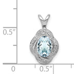 Sophia Jewelers Sterling Silver 925 Aquamarine & Diamond Rhodium-Plated Birthstone Pendant