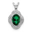 Sterling Silver Rhodium-plated Diam. & Created Emerald Pendant