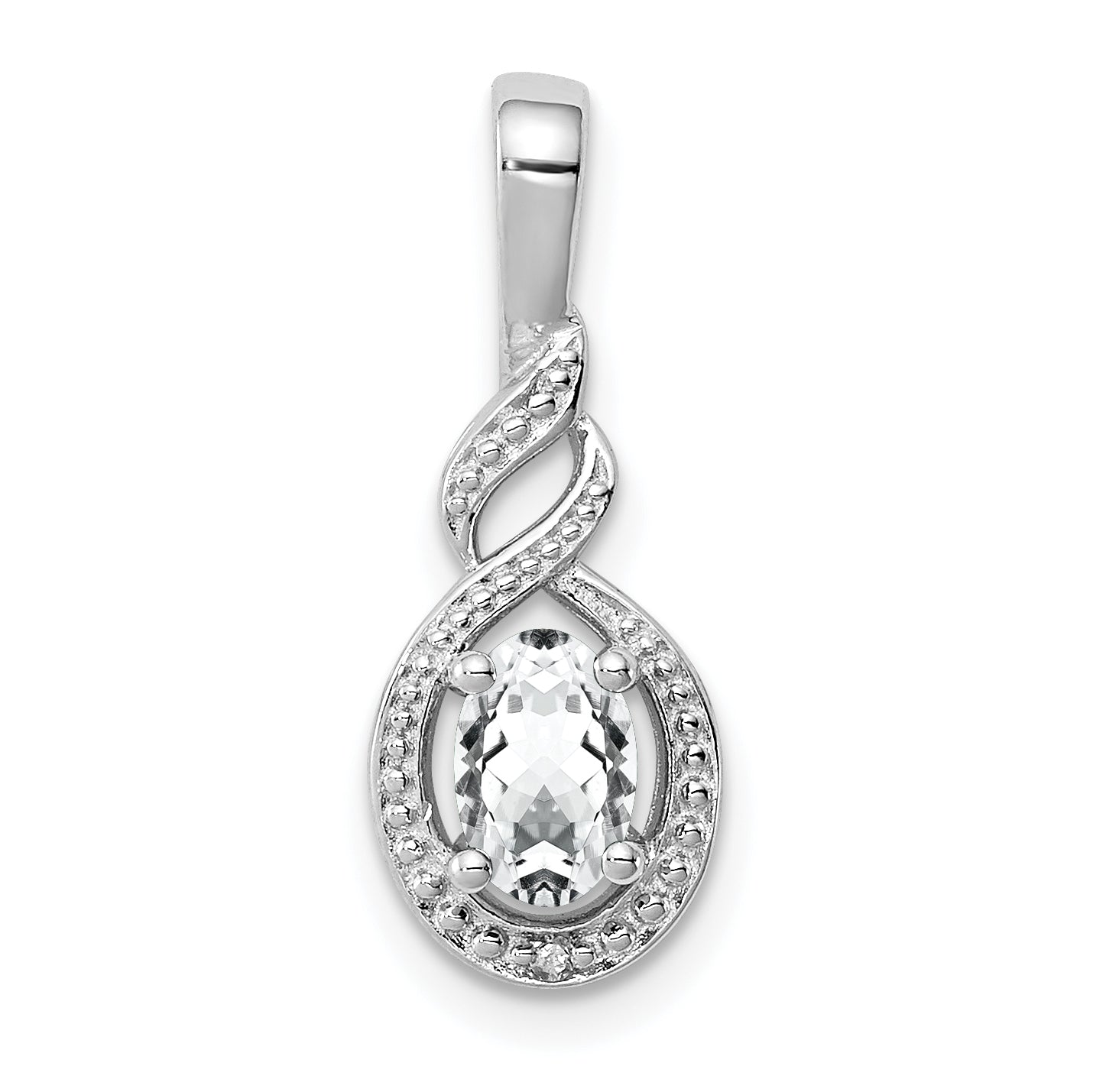 Sterling Silver Rhodium-plated White Topaz & Diam. Pendant Main image