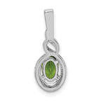 Sterling Silver Rhodium-Plated Peridot & Diamond Pendant Natural August Birthstone
