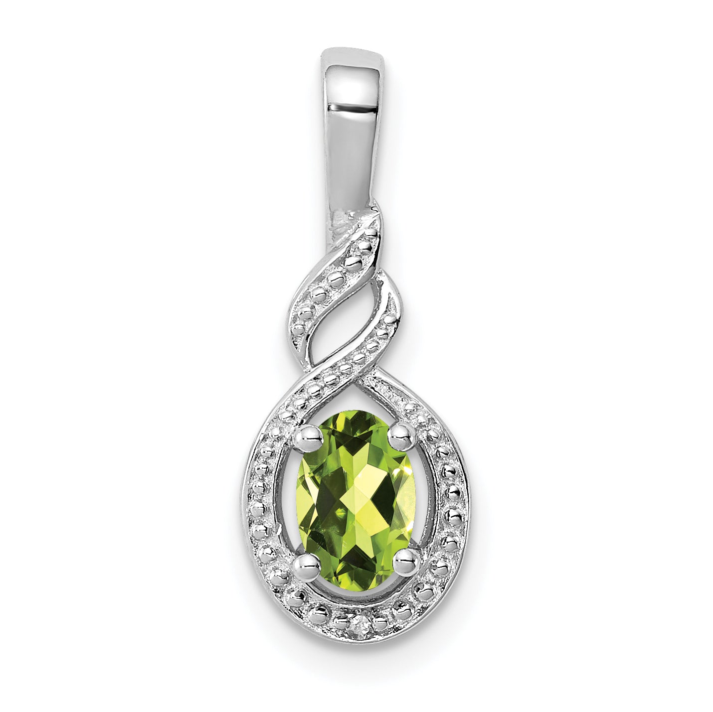 Sterling Silver Rhodium-plated Peridot & Diam. Pendant Main image