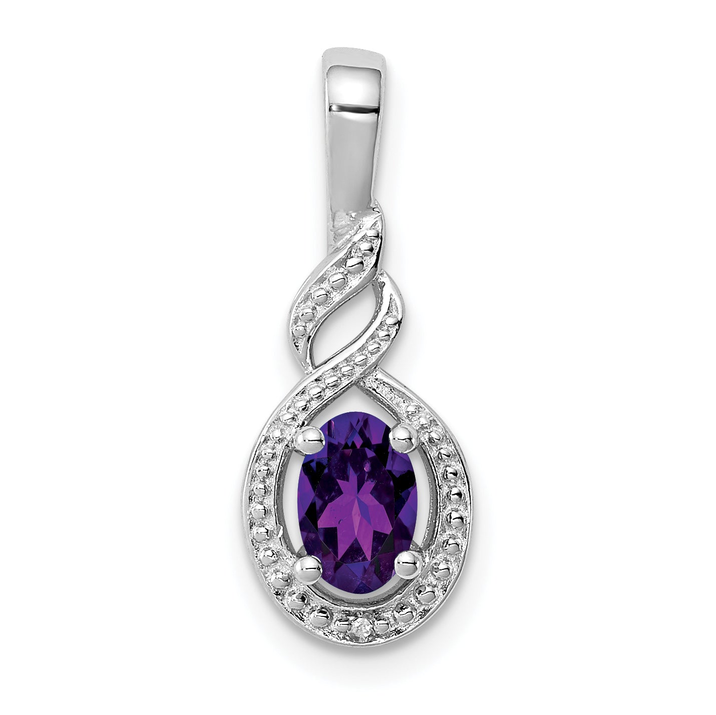 Sterling Silver Rhodium-plated Amethyst & Diam. Pendant Main image