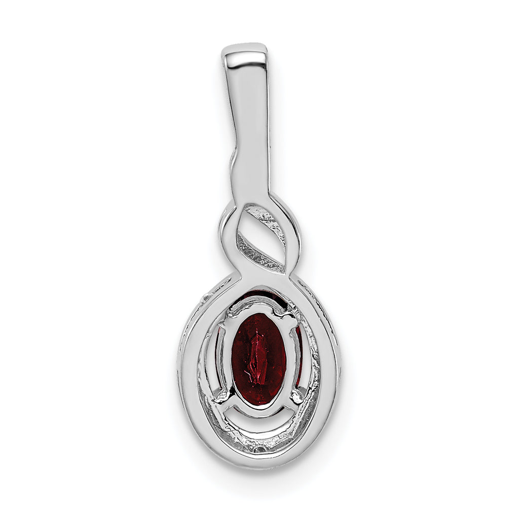 Sophia Jewelers 925 Sterling Silver Rhodium-Plated Garnet & Diamond Pendant  Natural January Birthstone Elegant Design