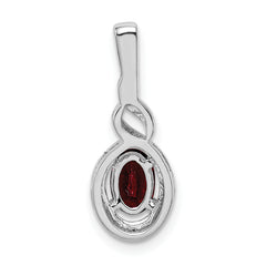 Sophia Jewelers 925 Sterling Silver Rhodium-Plated Garnet & Diamond Pendant  Natural January Birthstone Elegant Design
