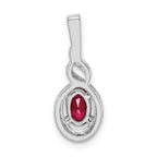 Sterling Silver Rhodium-Plated Created Ruby & Diamond Birthstone Pendant July Elegance