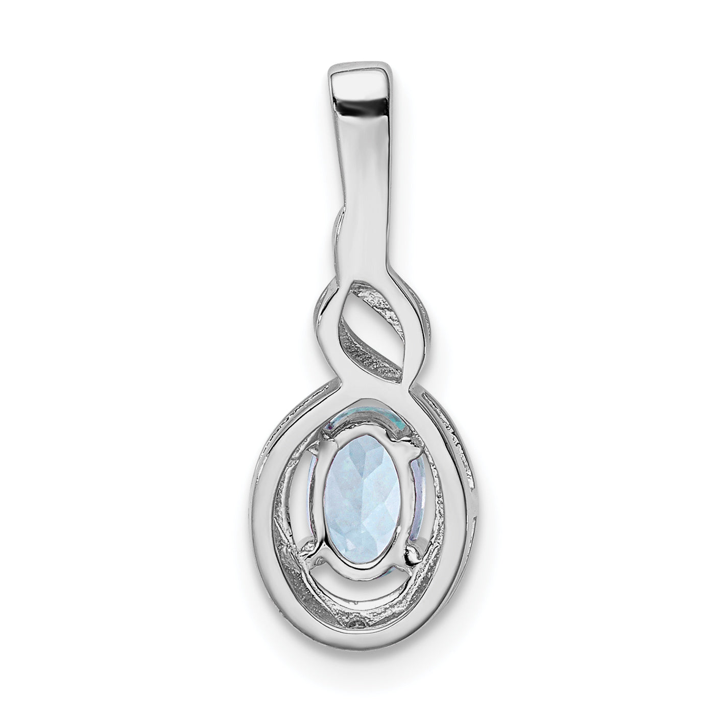 Sterling Silver Rhodium-plated Aquamarine & Diam. Pendant