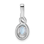 Sterling Silver Aquamarine & Diamond Pendant with Rhodium Plating  March Birthstone Elegance