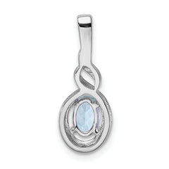 Sterling Silver Aquamarine & Diamond Pendant with Rhodium Plating  March Birthstone Elegance