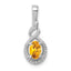 Sterling Silver Rhodium-plated Citrine & Diam. Pendant