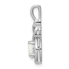 Sophia Jewelers Rhodium-Plated Sterling Silver Opal & Diamond Pendant Elegant October Birthstone Design