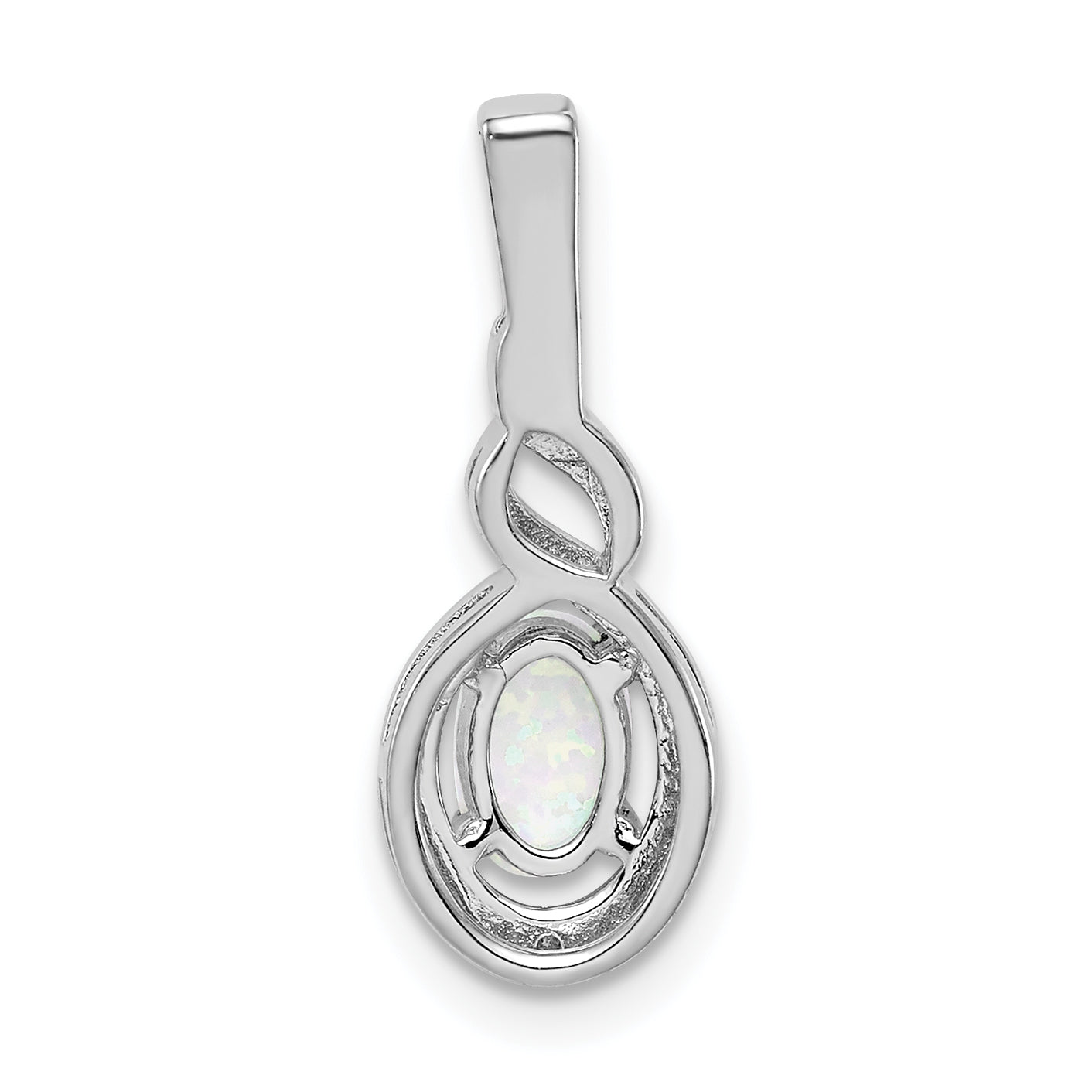 Sophia Jewelers Rhodium-Plated Sterling Silver Opal & Diamond Pendant Elegant October Birthstone Design