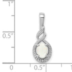 Sophia Jewelers Rhodium-Plated Sterling Silver Opal & Diamond Pendant Elegant October Birthstone Design
