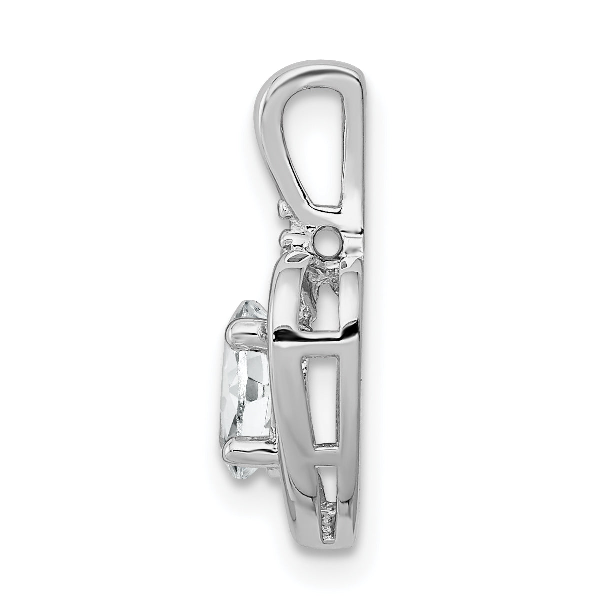 Sterling Silver Rhodium-Plated White Topaz & Diamond Pendant Elegant Birthstone Design Secondary image