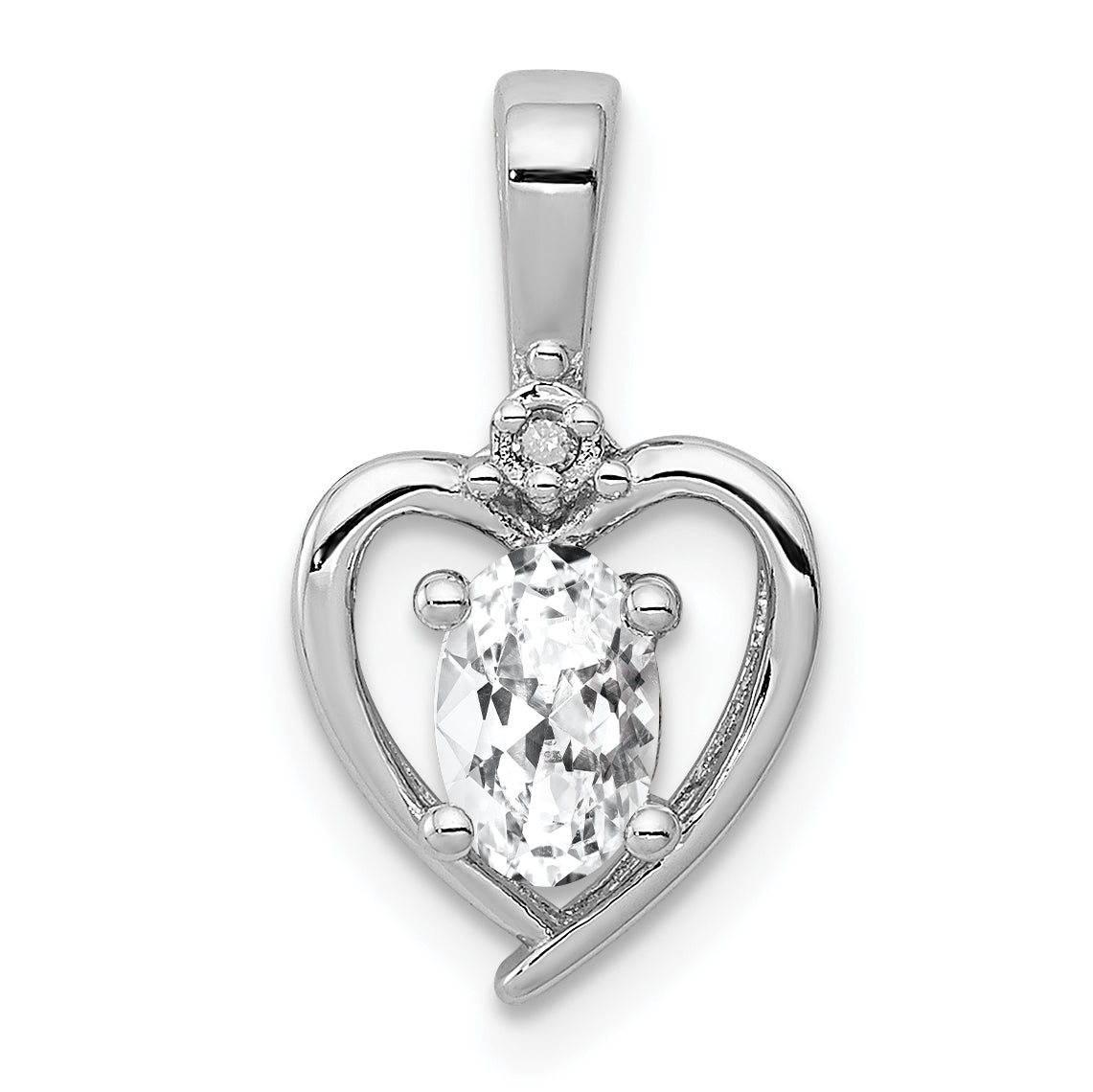 Sterling Silver Rhodium-plated White Topaz & Diam. Pendant Main image