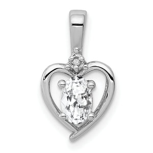 White Topaz & Diamond Pendant in Sterling Silver, 16mm (0.007 ct. tw.) - Sophia Jewelers