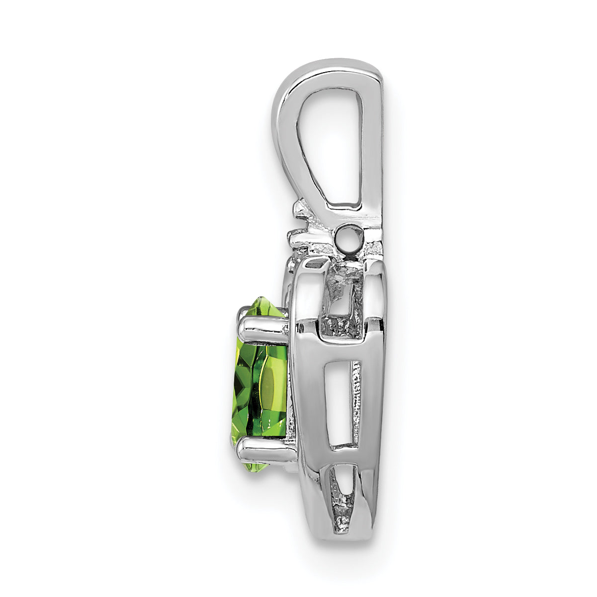 925 Sterling Silver Peridot & Diamond Pendant with Rhodium Finish  August Birthstone Elegance Secondary image