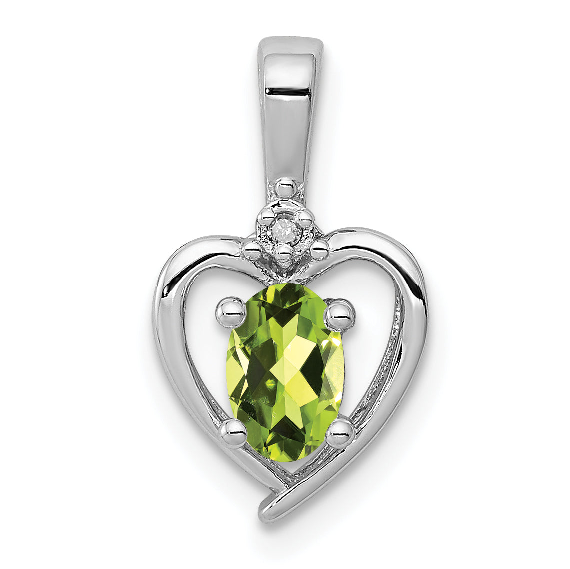 Sterling Silver Rhodium-plated Peridot & Diam. Pendant Main image