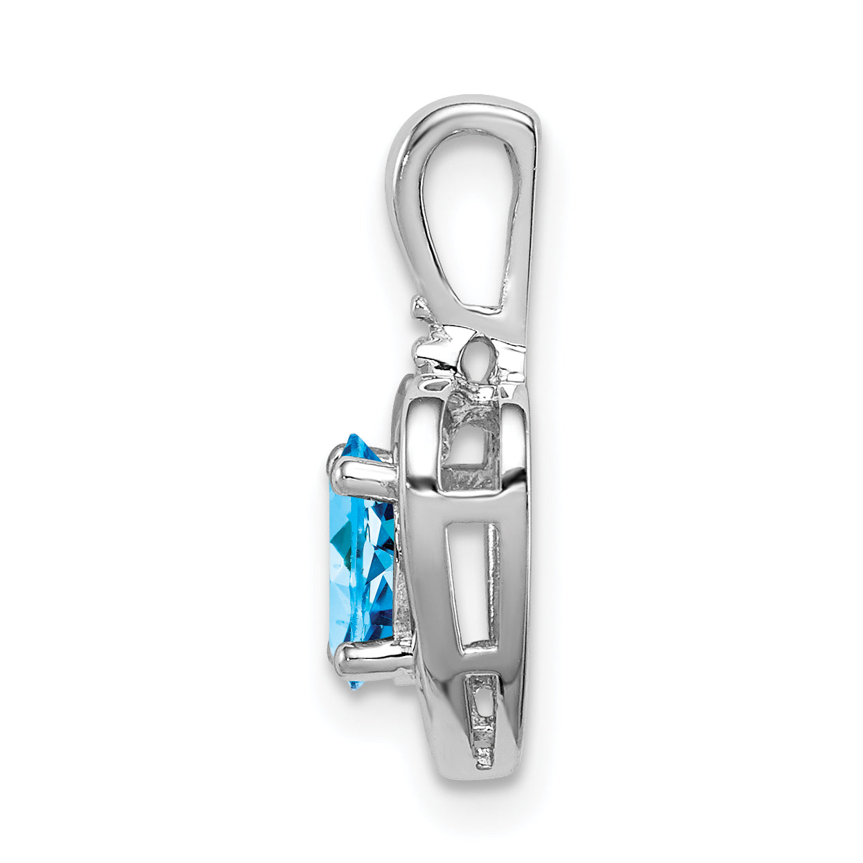 Sterling Silver Swiss Blue Topaz & Diamond Pendant with Rhodium-Plated Finish Secondary image