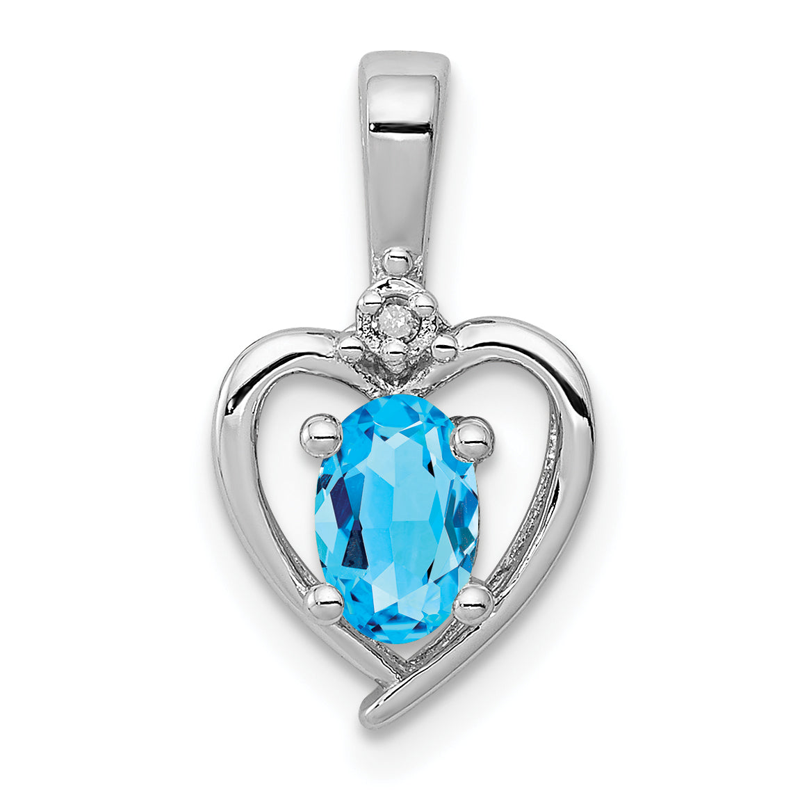 Sterling Silver Rhodium-plated Light Swiss Blue Topaz & Diam. Pendant Main image