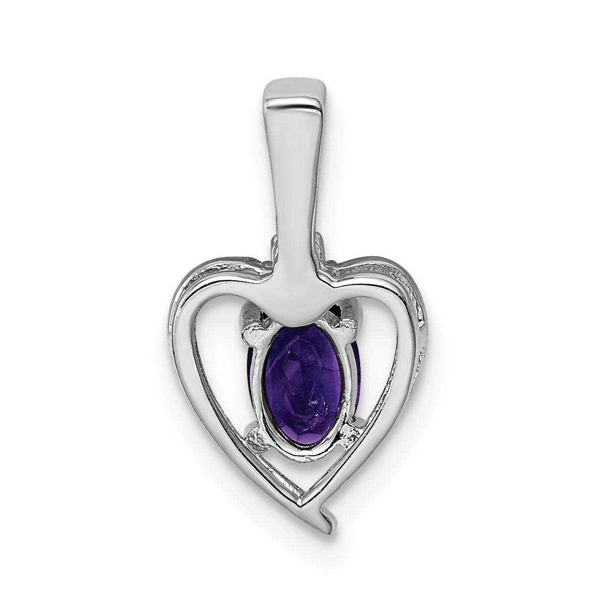 925 Sterling Silver Rhodium-Plated Amethyst & Diamond Pendant Elegant February Birthstone