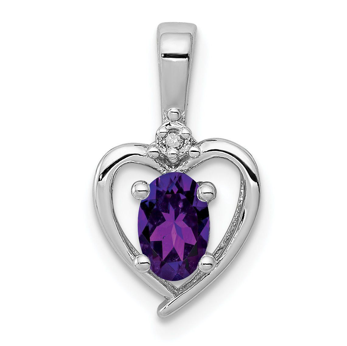 Sterling Silver Rhodium-plated Amethyst & Diam. Pendant Main image