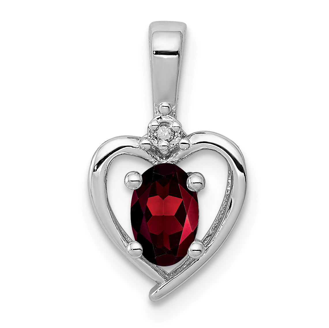 Sterling Silver Rhodium-plated Garnet & Diam. Pendant Main image