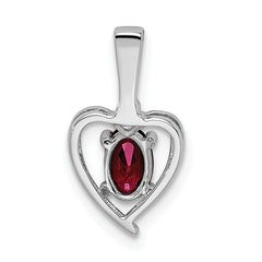 Sterling Silver Rhodium-plated Created Ruby & Diam. Pendant