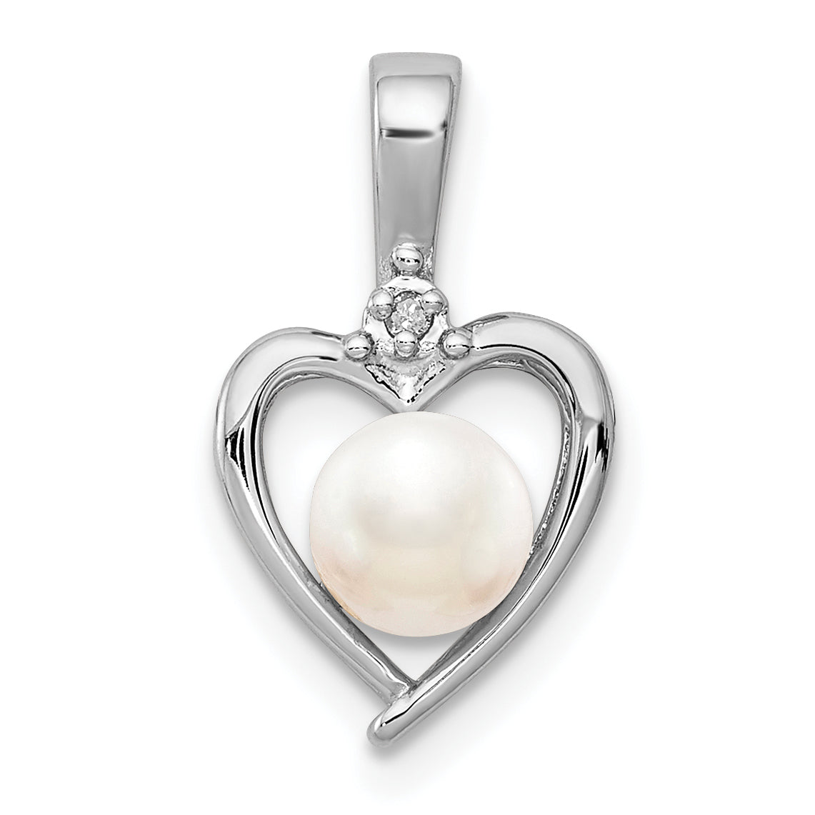 Sterling Silver Rhodium-plated FW Cultured Pearl & Diam. Pendant Main image