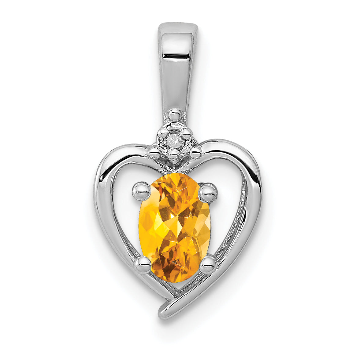 Sterling Silver Rhodium-plated Citrine & Diam. Pendant Main image