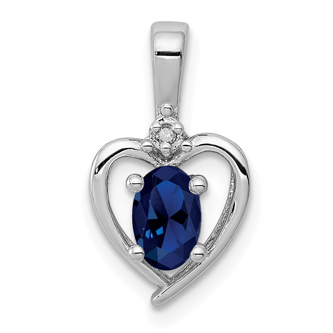 Sterling Silver Rhodium-plated Created Sapphire & Diam. Pendant Main image