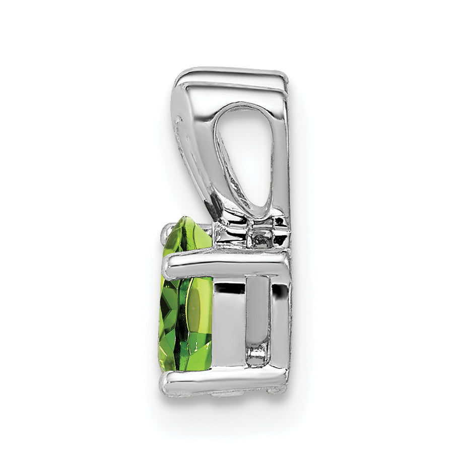 Sophia Jewelers Sterling Silver Rhodium-Plated Peridot Birthstone Pendant, Polished Oval Cut Secondary image
