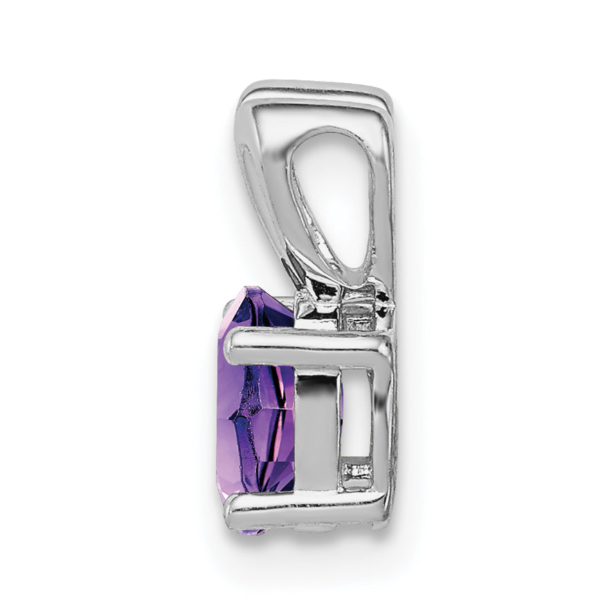 Sterling Silver Rhodium-Plated Amethyst Pendant with Polished Finish Secondary image