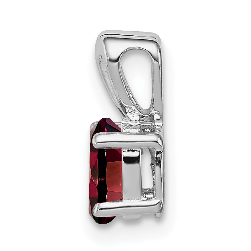 Sterling Silver Rhodium-Plated Garnet Pendant, Oval Prong Set, January Birthstone Secondary image