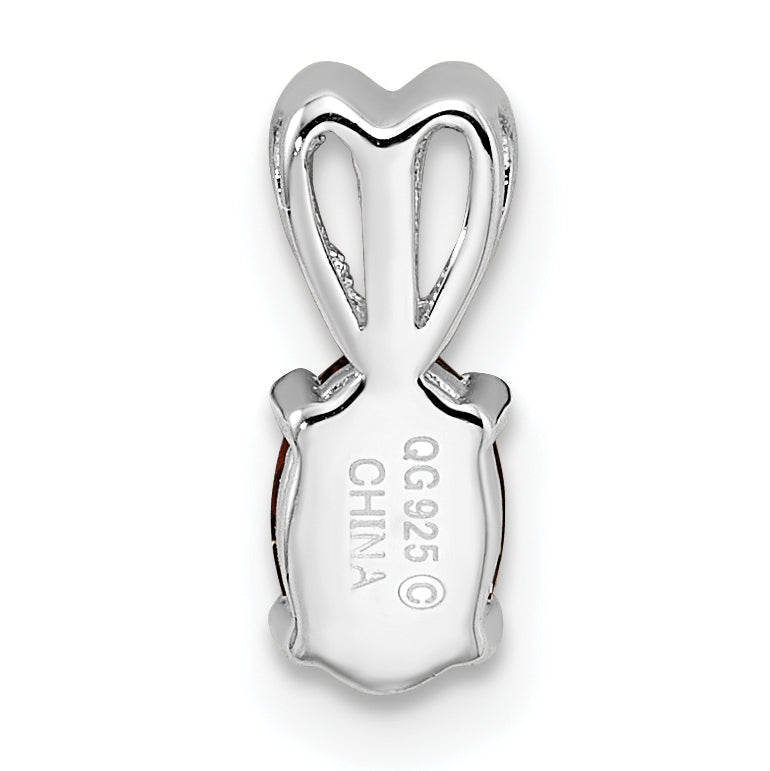 Sterling Silver Rhodium-Plated Garnet Pendant, Oval Prong Set, January Birthstone