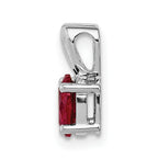 Sterling Silver Rhodium-Plated Created Ruby Pendant July Birthstone Polished Finish