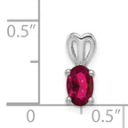 Sterling Silver Rhodium-Plated Created Ruby Pendant July Birthstone Polished Finish