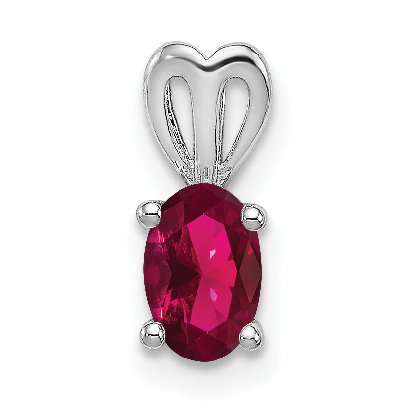Sterling Silver Rhodium-plated Created Ruby Pendant Main image