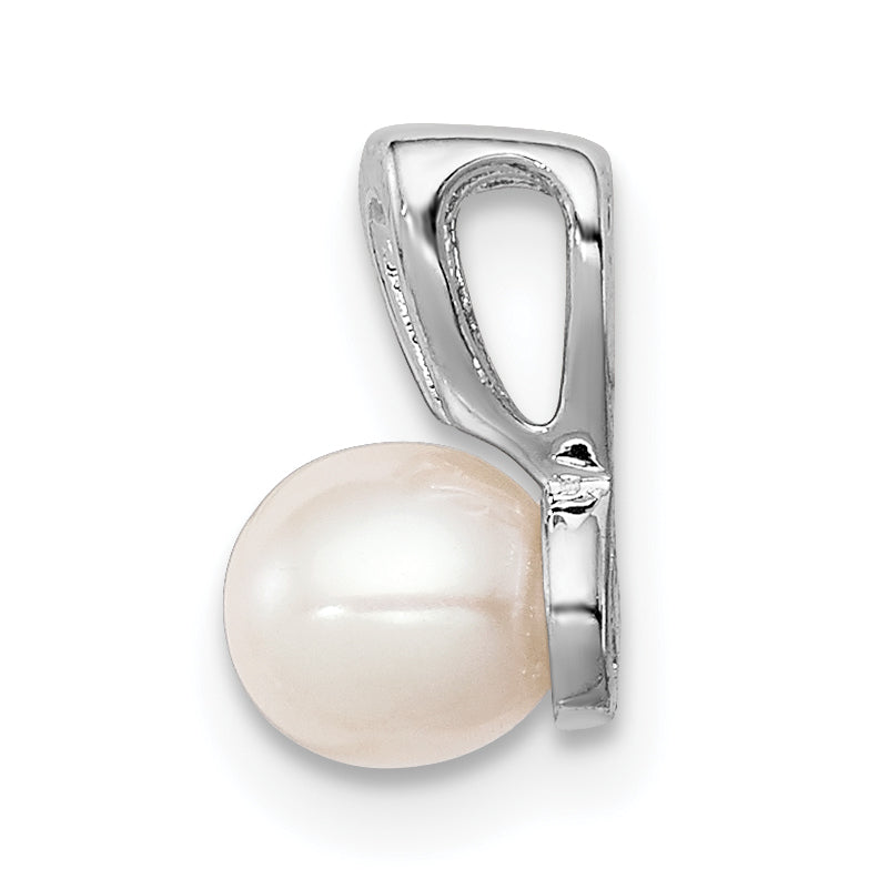 Sterling Silver Rhodium-Plated Freshwater Pearl Pendant Elegant Polished Finish
