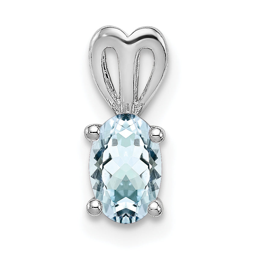 Sterling Silver Rhodium-plated Aquamarine Pendant Main image