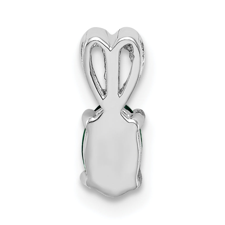 Sterling Silver Rhodium-Plated Emerald Pendant with Polished Finish  May Birthstone
