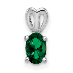 Sterling Silver Rhodium-plated Created Emerald Pendant