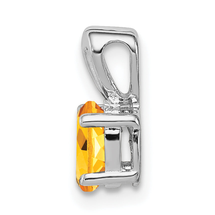 Sterling Silver Rhodium-Plated Citrine Pendant with Polished Finish Secondary image