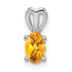 Sterling Silver Rhodium-plated Citrine Pendant