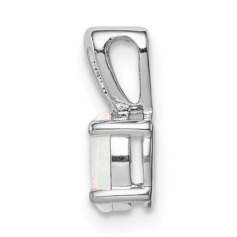 Sterling Silver Rhodium-Plated Opal Pendant with Polished Finish Elegant Design Secondary image