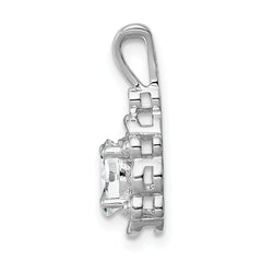 Sterling Silver Rhodium-Plated White Topaz & Diamond Pendant  Elegant April Birthstone Design